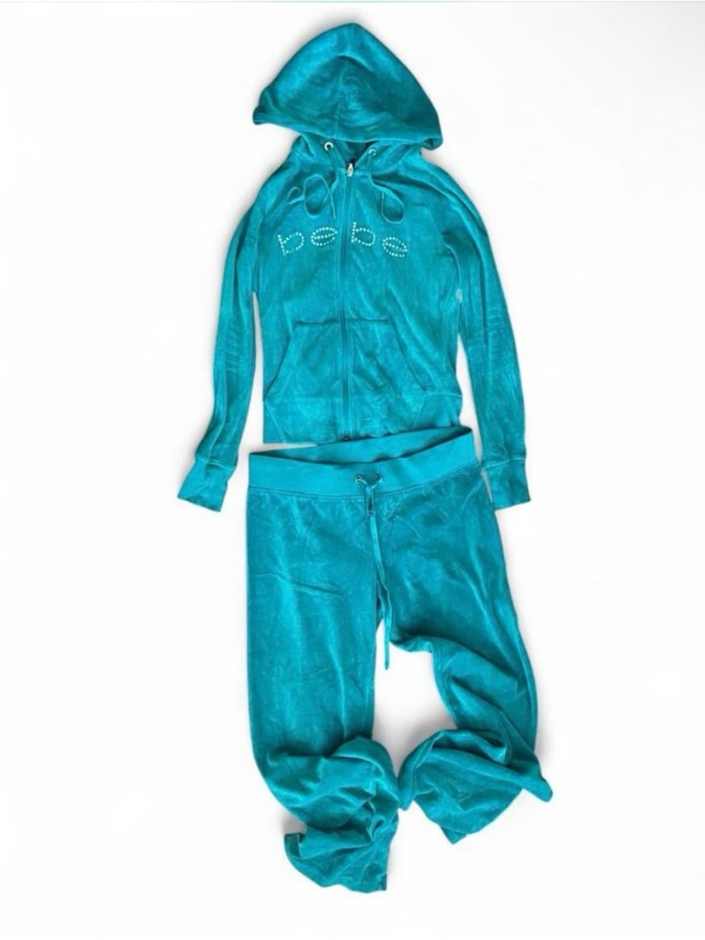 bebe Teal Velour Hoodie & Sweatpants Set